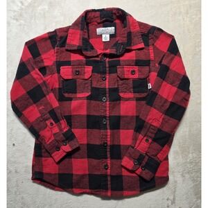 Ocean Coast Boys Size 6 Red Black Buffalo Plaid Flannel Button Shirt‎ Lumberjack
